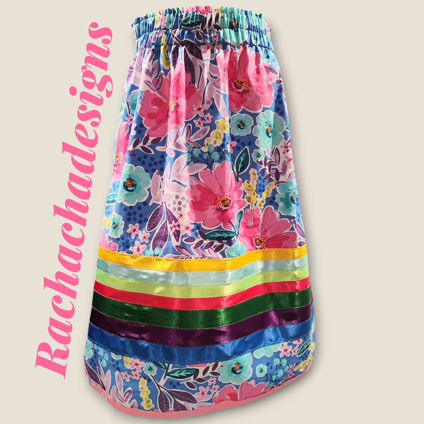 Ribbon Skirt, Floral Ribbon Skirt Multicolored Floral Ribbon Skirt