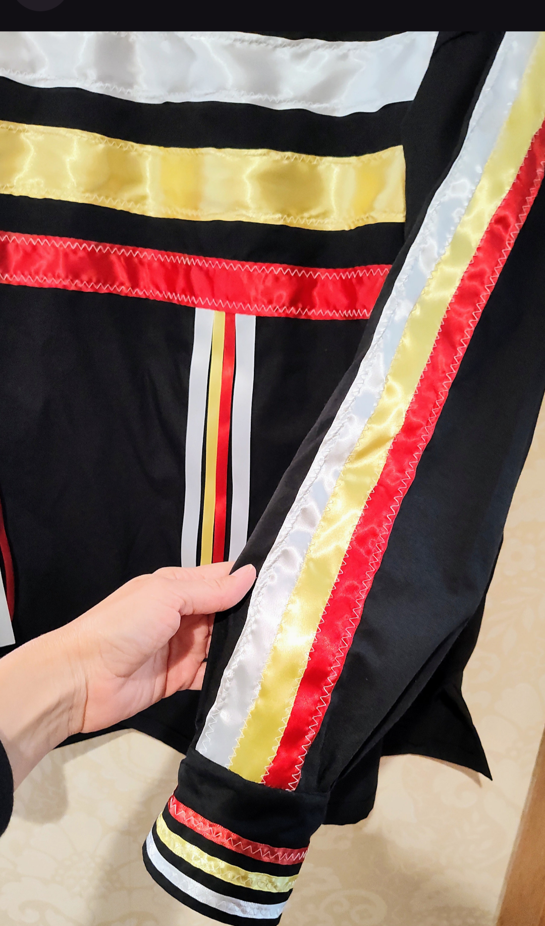 Ribbon Shirt Native American Made Hand Made Black Ribbon Shirt Four Direction Color