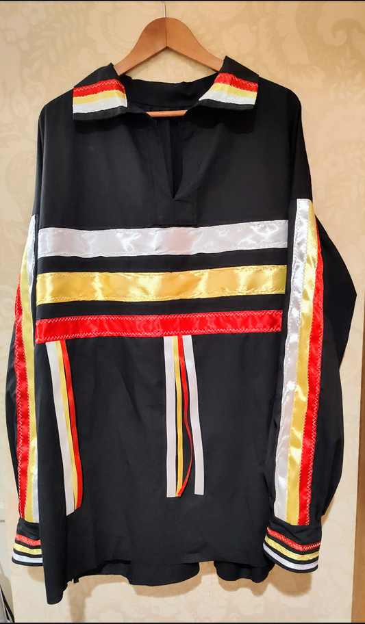 Ribbon Shirt Native American Made Hand Made Black Ribbon Shirt Four Direction Color