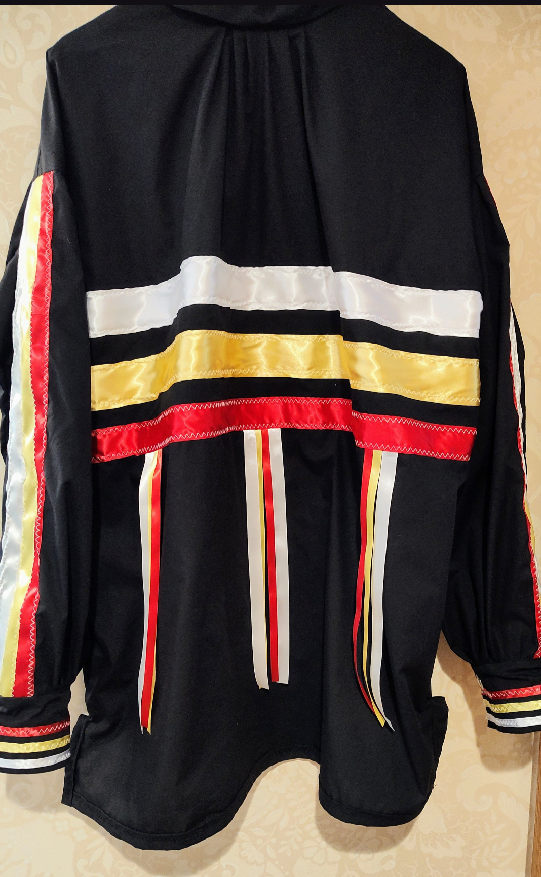 Ribbon Shirt Native American Made Hand Made Black Ribbon Shirt Four Direction Color