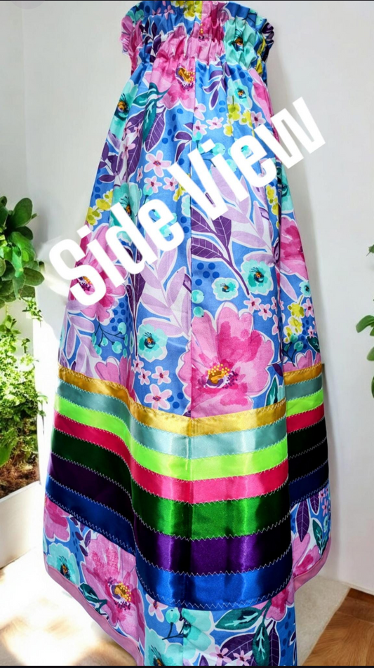 Ribbon Skirt, Floral Ribbon Skirt Multicolored Floral Ribbon Skirt